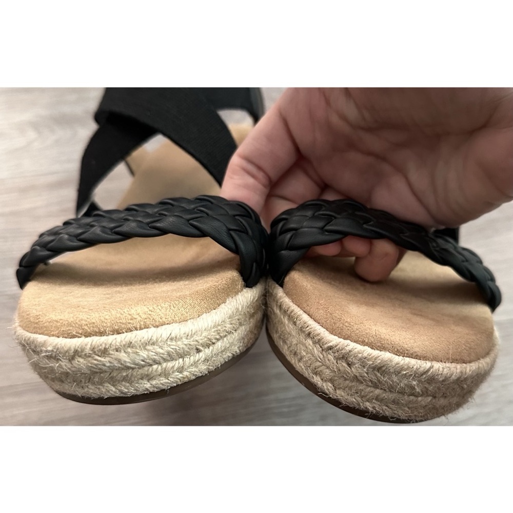 🆕 Women’s Sonoma Ortholite Eco Black Braided Espadrille Wedge Sandals - Picture 10 of 16